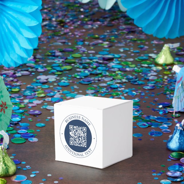 Caixinha De Lembrancinhas Código QR & Texto personalizáveis | Azul Marinho E (Festa)