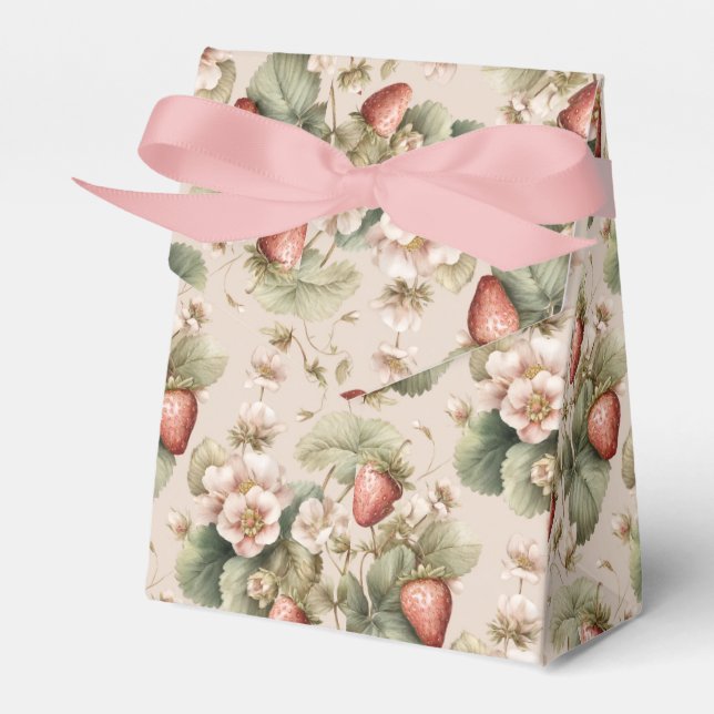 Caixinha De Lembrancinhas Coelhinho de Aquarela Cachorro com Morangos (Frente)