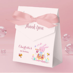 Caixinha De Lembrancinhas Coelho de Aquarela Rosa Menina Jardim Aniversário