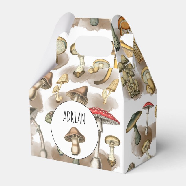 Caixinha De Lembrancinhas Cogumelos Florestais Personalizados (Frente)