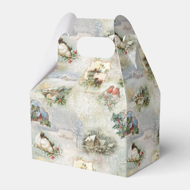 Caixinha De Lembrancinhas Colagem de Cenas de inverno Russas Esparsas (Frente)