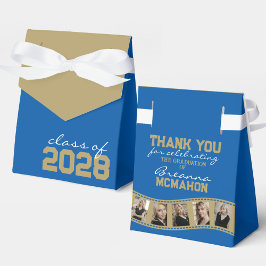 Caixinha De Lembrancinhas Colagem de Fotos Blue & Gold Filmstrip