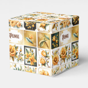 Caixinha De Lembrancinhas Colagem de Natal em Dourado