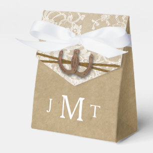 Caixinha De Lembrancinhas Coleção de Casamentos Kraft, Lace & Horsferradura