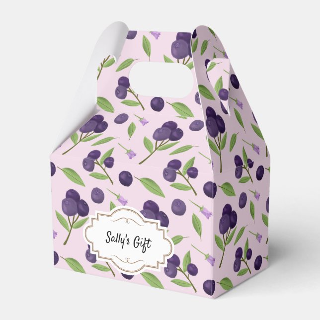 Caixinha De Lembrancinhas Coleção de padrões da cesta de fruta - Airelas azu (Frente)