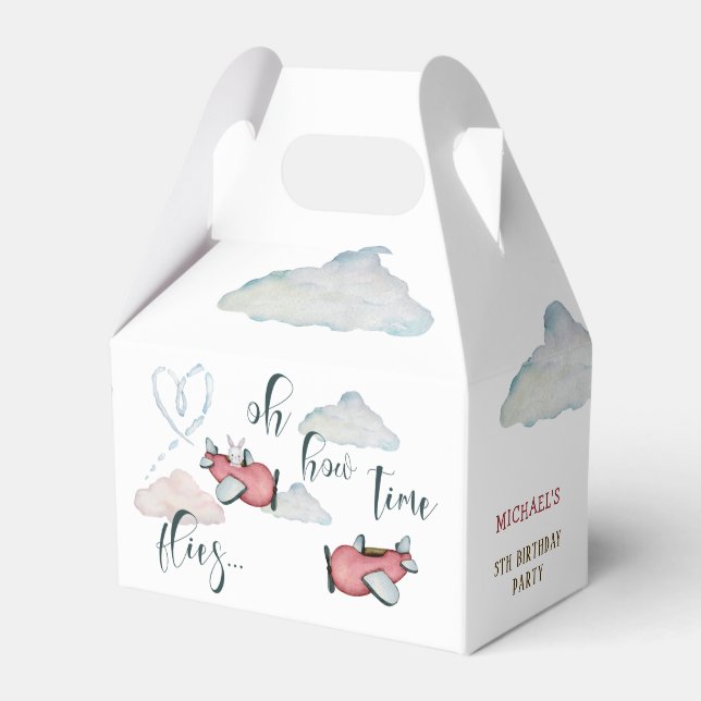 Caixinha De Lembrancinhas Como o tempo voa no avião, dia de aniversário (Frente)