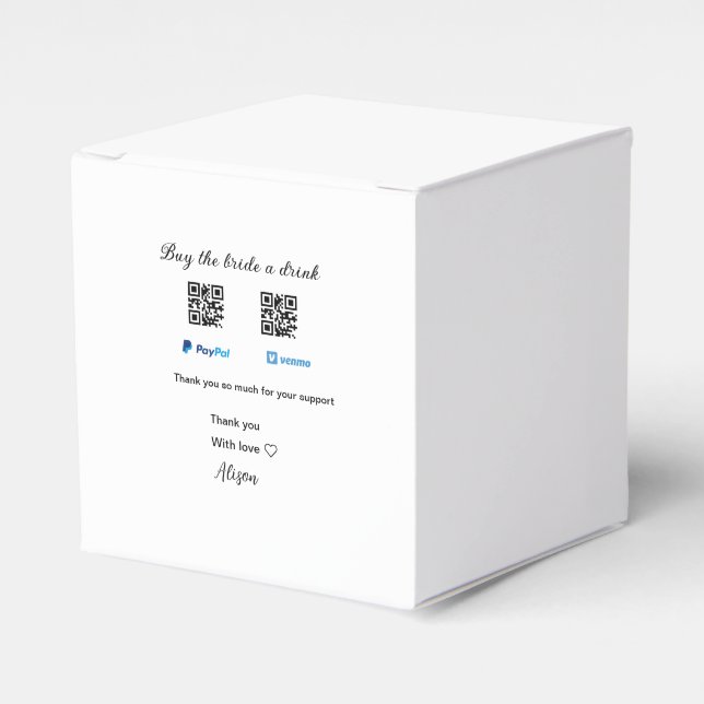 Caixinha De Lembrancinhas Comprar uma bebida para a noiva doação QR Venmo Pa (Frente)