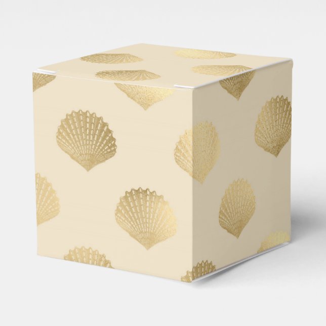 Caixinha De Lembrancinhas Conchas Náuticas Vintage Douradas (Frente)