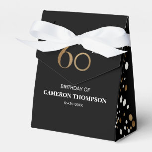 Caixinha De Lembrancinhas Confetti moderno 60 anos Dourado Black