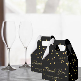 Caixinha De Lembrancinhas Confetti Negro e Dourado Elegante Obrigado Casamen