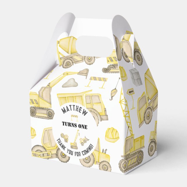 Caixinha De Lembrancinhas Construção Que Foi O Primeiro Aniversário Obrigado (Frente)