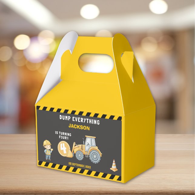 Caixinha De Lembrancinhas Construction Birthday Boy 4th | Truck Party  (Criador carregado)