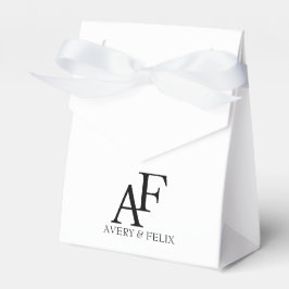 Caixinha De Lembrancinhas Convidado Elegante Branco e Preto do Monograma de