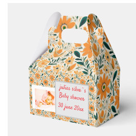 Caixinha De Lembrancinhas Convite bohoPERSONALIZADO ORANGESHOWER BRANCO