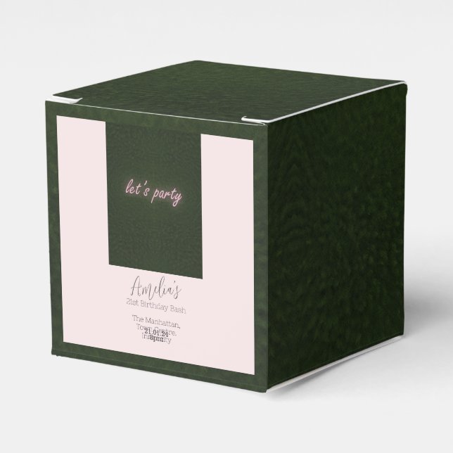 Caixinha De Lembrancinhas Convite Rosa Neon Party (Frente)