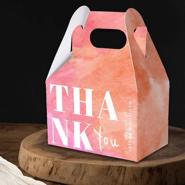 Caixinha De Lembrancinhas Cor de rosa e laranja Negrito Obrigado Casamento (Criador carregado)