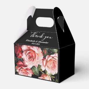 Caixinha De Lembrancinhas Cor-de-rosa escuro e casamento floral do rosa verm