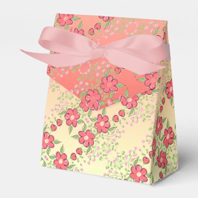 Caixinha De Lembrancinhas Cor-de-rosa verde e amarelo (Frente)