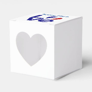 Caixinha De Lembrancinhas Coração Azul Francês Bandeira Personalizada LOVE