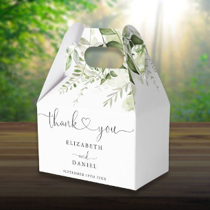 Caixinha De Lembrancinhas Coração Floral Verde Script Casamento