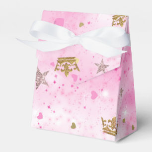 Caixinha De Lembrancinhas Corações de Princesa Rosa Estrelas & Coroas Festa