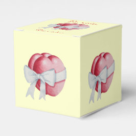 Caixinha De Lembrancinhas Corações vermelhos amarrados com arcos brancos par