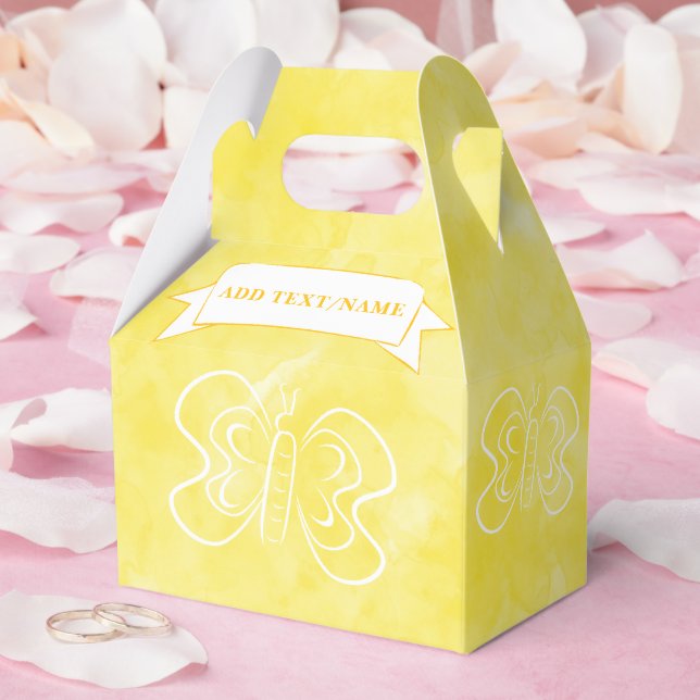 Caixinha De Lembrancinhas Cores Amarelas Personalizadas de Desenho da Borbol (Casamento)
