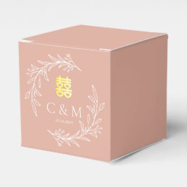 Caixinha De Lembrancinhas Coroa de folhas rosa empoeirada boho para casament