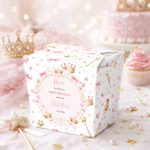 Caixinha De Lembrancinhas Coroa Princesa Dourado Rosa Conto de Fadas 1º Aniv