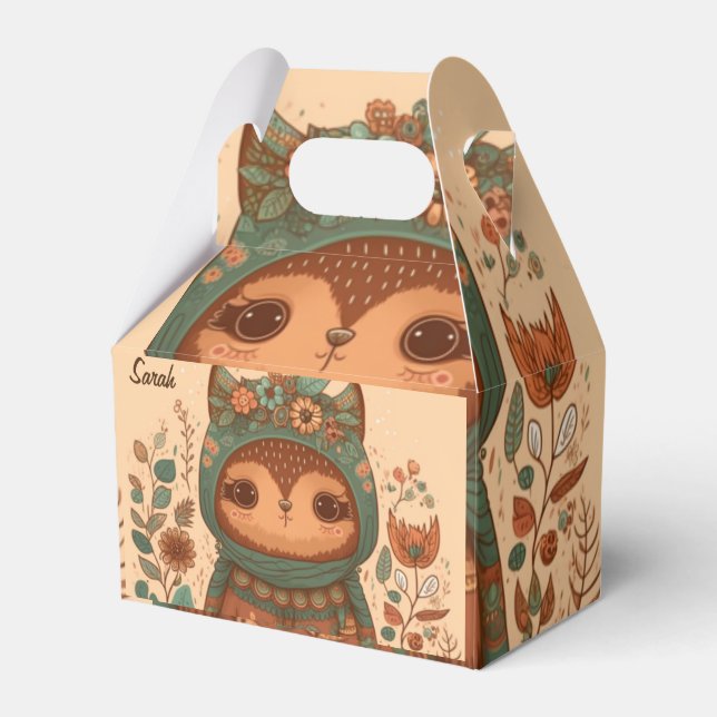 Caixinha De Lembrancinhas Costume de coruja floral de boho bonito (Frente)