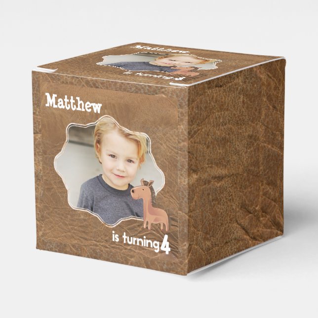 Caixinha De Lembrancinhas Couro-Vivo com Foto de Cavalo (Frente)