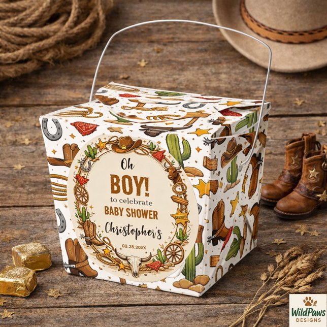 Caixinha De Lembrancinhas Cowboy Wild West Rodeo Ranch | Rustic Western Baby (Cowboy Wild West Rodeo Ranch | Rustic Western Baby Favor Boxes
)