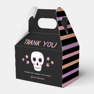 Caixinha De Lembrancinhas Crânio Cónico Pastel Stripes Halloween Nome de A