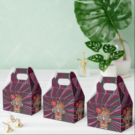 Caixinha De Lembrancinhas Cranio de açúcar com aparência de madeira talhada 