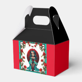 Caixinha De Lembrancinhas Crânios de açúcar de chá e Rosas vermelhas