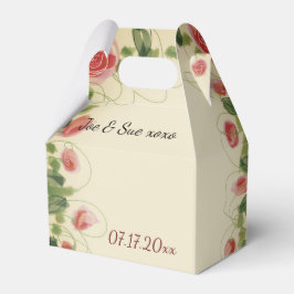 Caixinha De Lembrancinhas Creme Burgundy Verde e Rosa