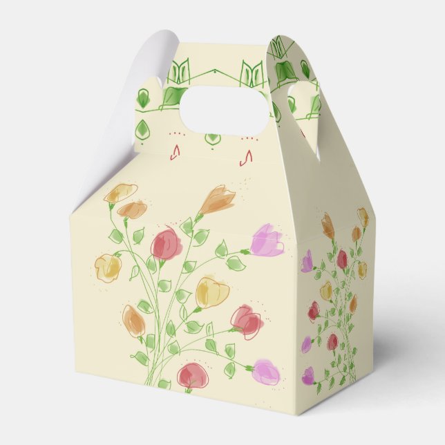 Caixinha De Lembrancinhas Creme com Floral (Verso)