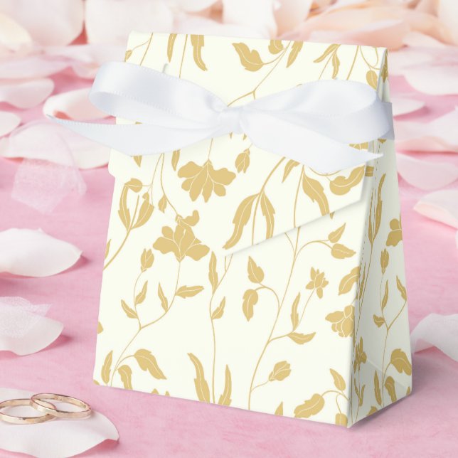 Caixinha De Lembrancinhas Creme e floral amarelo (Casamento)