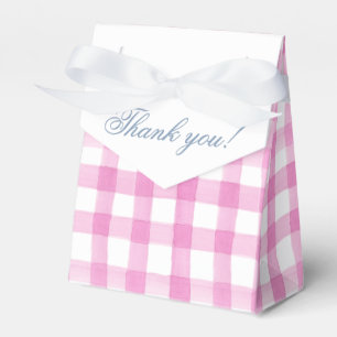 Caixinha De Lembrancinhas Crest de Gingham Branco, Cor da Água, Rosa
