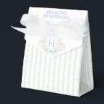 Caixinha De Lembrancinhas Crest de Vendedores de Natal | Monograma<br><div class="desc">A elegante crista de monograma de aquarela dá a esta caixa um belo aspecto eterno. Há um padrão de listras florais na metade inferior da caixa. As cores incluem verde-sábio e azul. Se tiver alguma dúvida ou precisar de ajuda para personalizar esta etiqueta,  contacte-a. Estou feliz em ajudar.</div>