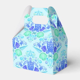 Caixinha De Lembrancinhas Crianças Cachorosas Tartaruga do Mar Azul Tropical