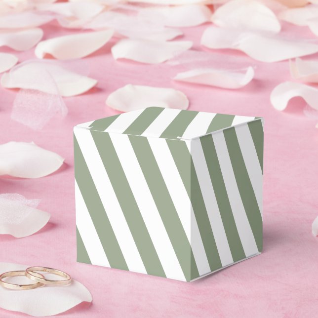 Caixinha De Lembrancinhas Crie seu próprio padrão verde branco riscado (Casamento)