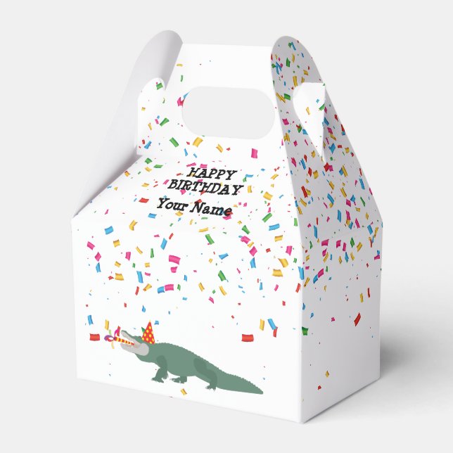 Caixinha De Lembrancinhas Crocodilo de Alligador - Animais com Festa (Frente)