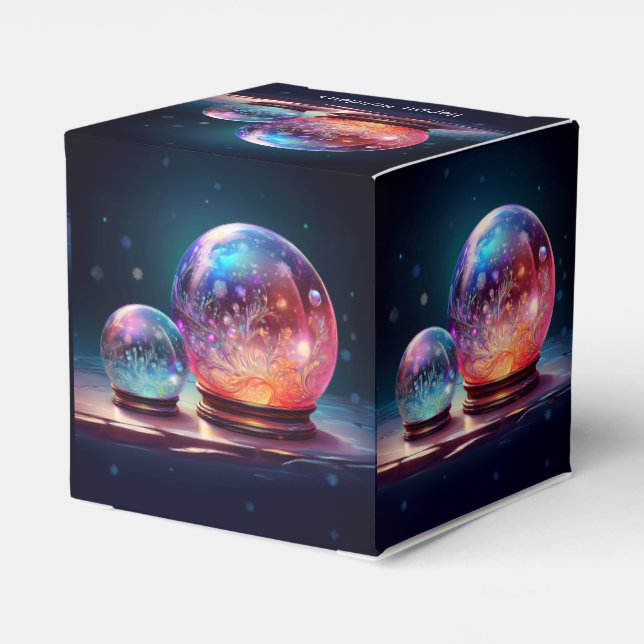 Caixinha De Lembrancinhas Crystal Snowballs Christmas Holiday Favor Box (Verso)