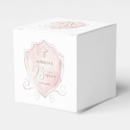 Caixinha De Lembrancinhas Cubo De Batismo De Cesta De Aquarela Rosa Elegante