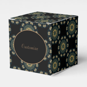 Caixinha De Lembrancinhas Cubo de Estilo Asiático Dourado e Verde