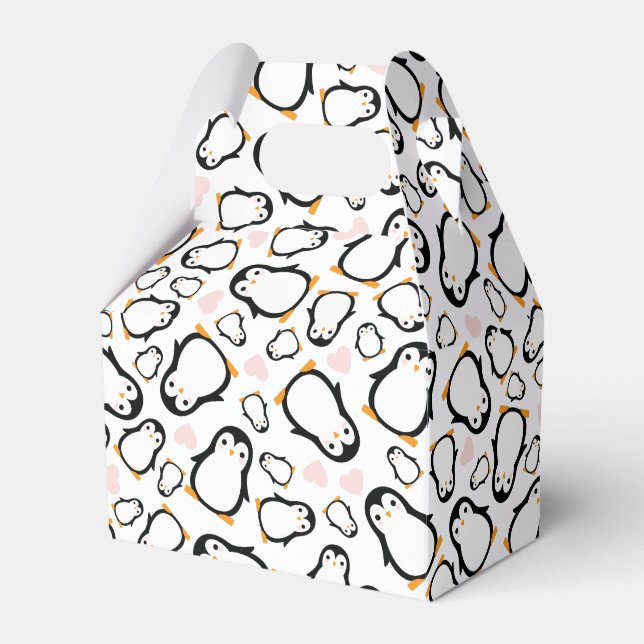 Caixinha De Lembrancinhas Cubo do Chá de fraldas do Tema do Pinguim (Frente)