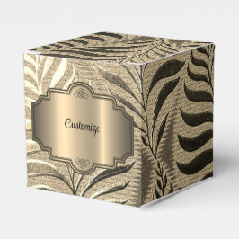Caixinha De Lembrancinhas Cubo Dourado Folha Motif