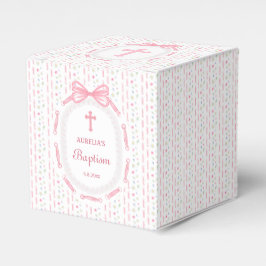 Caixinha De Lembrancinhas Cubo Floral do Batismo Floral de Fita de Arco Rosa