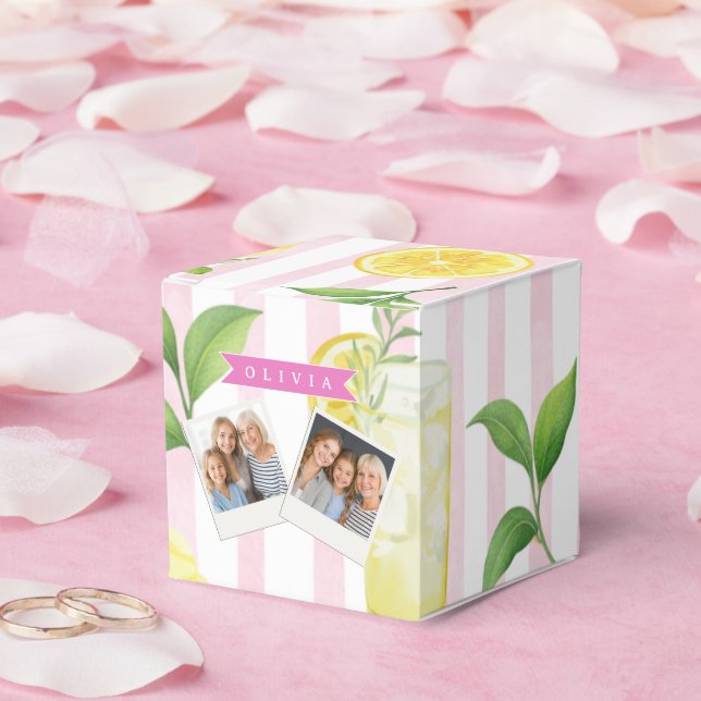 Caixinha De Lembrancinhas Cupcake de Limonada com Faixa Personalizada em Aqu (Casamento)